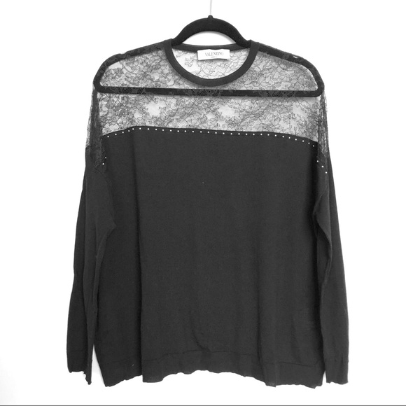 Valentino lace sweater black womans wool nwot - Picture 2 of 4